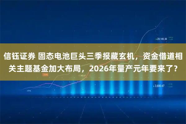 信钰证券 固态电池巨头三季报藏玄机，资金借道相关主题基金加大布局，2026年量产元年要来了？