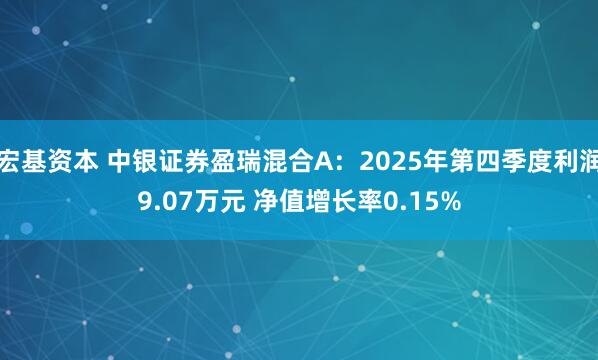 宏基资本 中银证券盈瑞混合A：2025年第四季度利润9.07万元 净值增长率0.15%